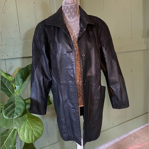 Gorgeous Jacqueline Ferrar Black Leather Trench Coat  - Size Small - Picture 5 of 16